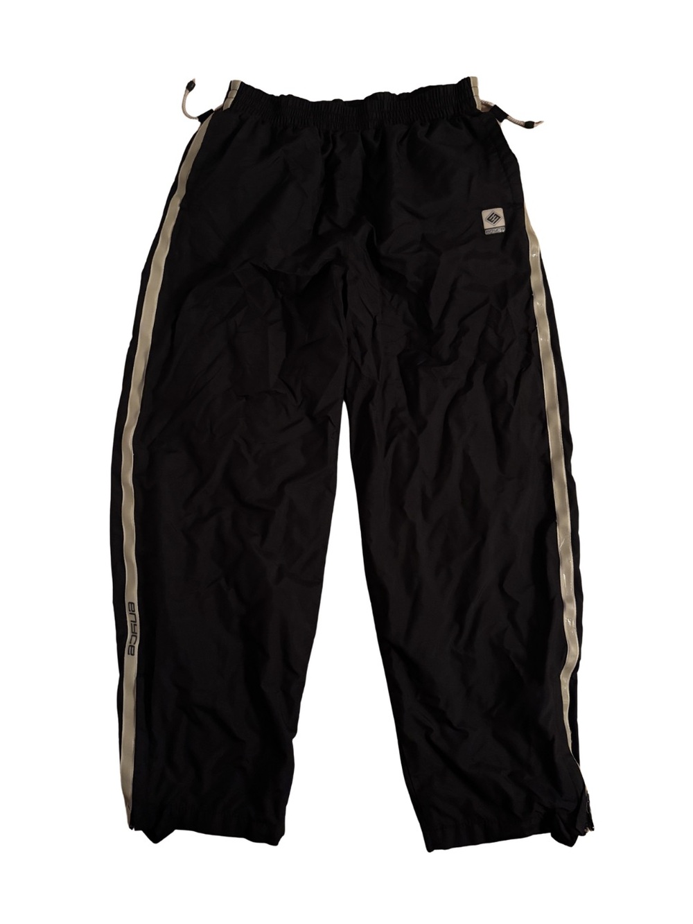 Enyce Y2K Black Track Pants with Cream Side Rubber Stripes